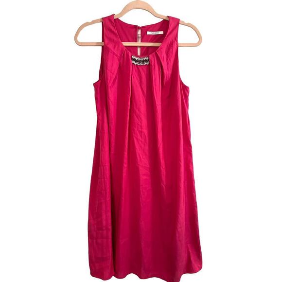CAMAIEU Hot Fuschia Pink Rhinestone Embellished Sleeveless Dress - Sz 4 - Picture 1 of 5